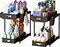 Double Sliding 2PC Under Sink Organizer, 2 Tier Bathroom Organizer with 2 Cup 8 Hooks, Multi-purpose Under Cabinet Storage Rack, Under Sink Organizers and Storage for Home Kitchen Organization